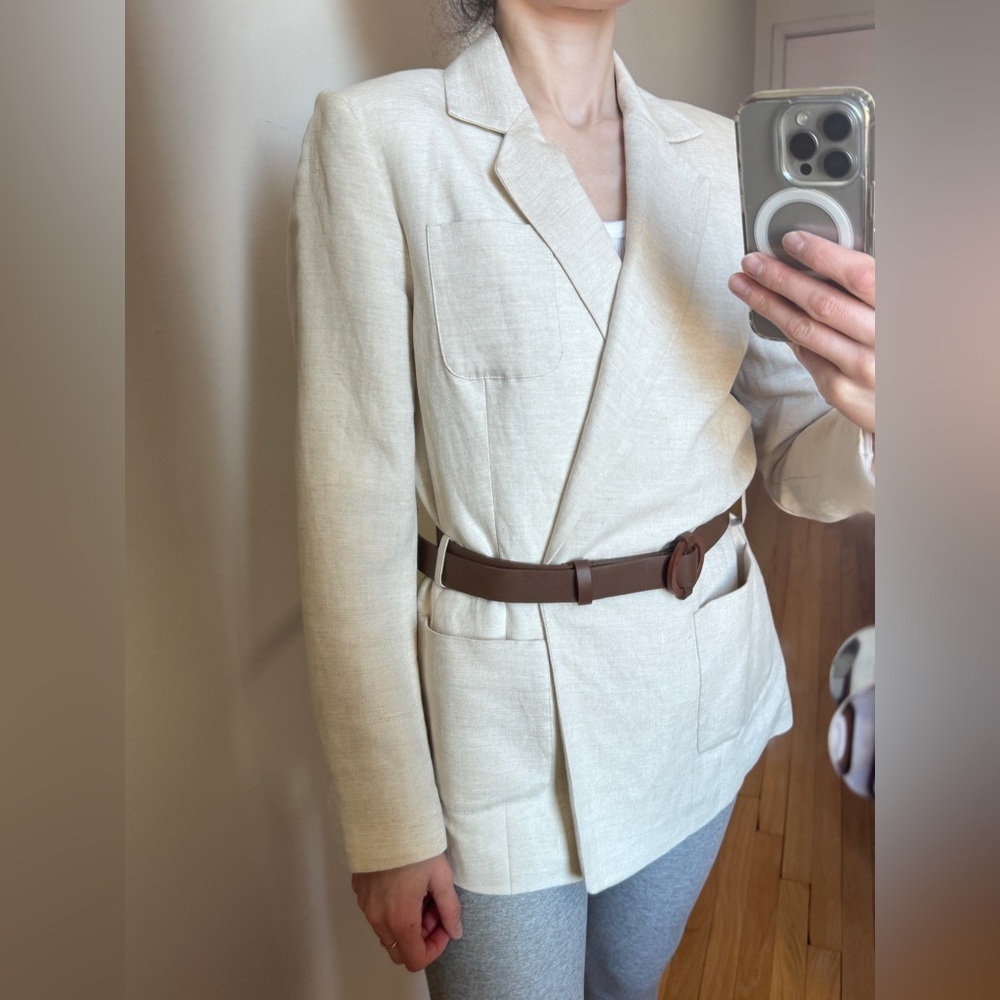 Calvin Klein Linen Belter Blazer in Size 4